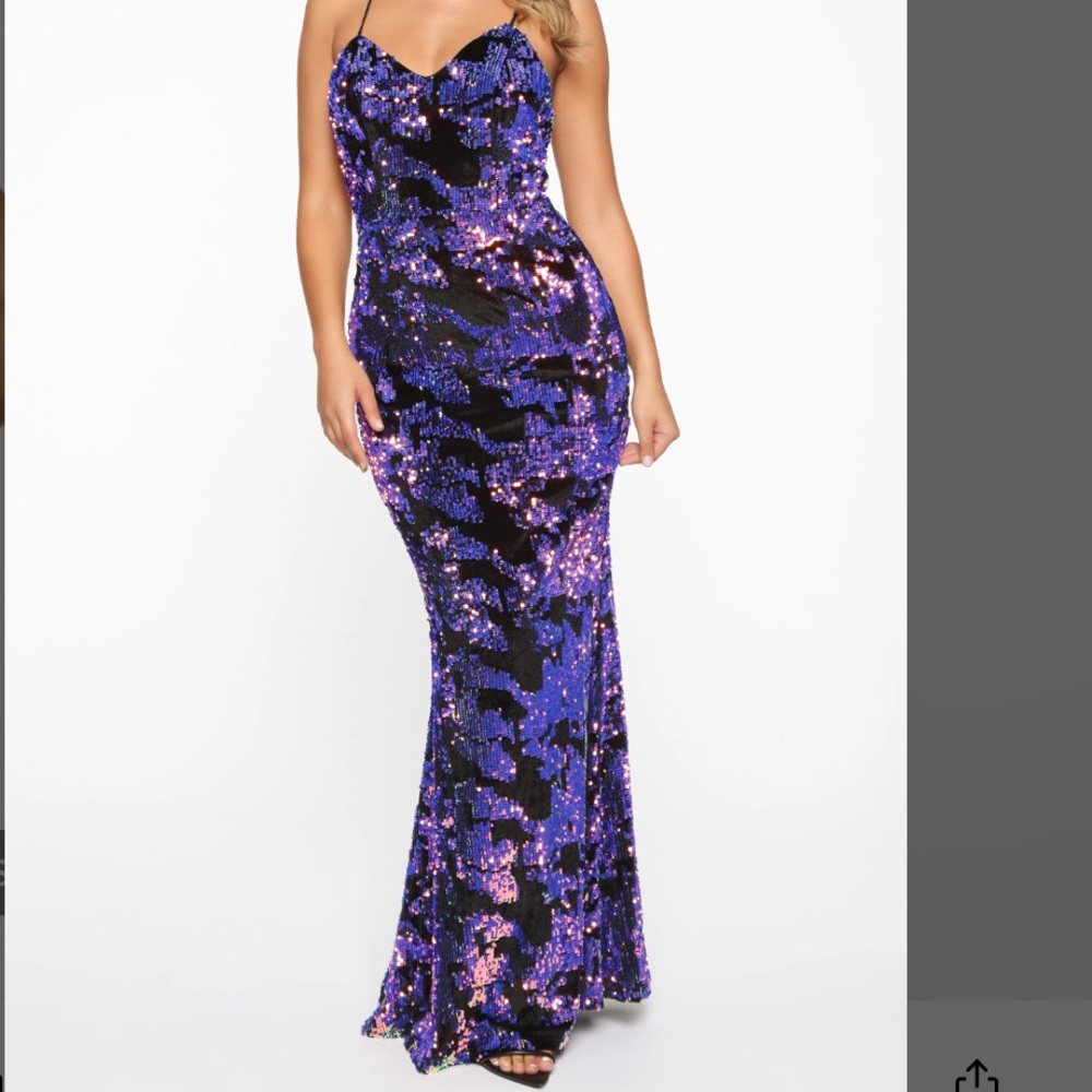 Purple Sequin Gown - Picture 2 of 4